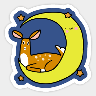 Crescent Moon Deer Sticker